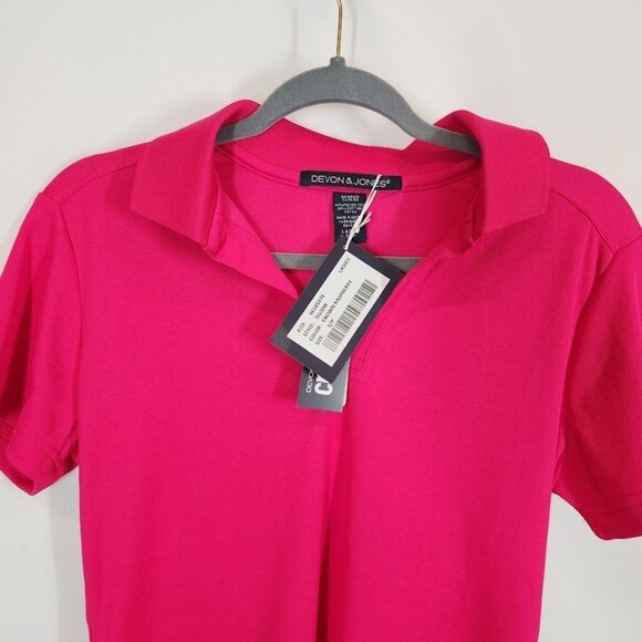 NWT Devon & Jones CrownLux Performance Ladies Plaited Polo - Crown Raspberry Sma - Picture 4 of 8